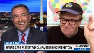 Thumbnail: Michael Moore: "Here's the Good News" | The Beat with Ari Melber, MSNBC, 11.01.2024