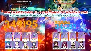 Thumbnail: New 7.0 Abyss Floor 12 : 4-Star Team & F2P Weapon 9-Star | No Snezhnaya All Tip & Tricks Guide