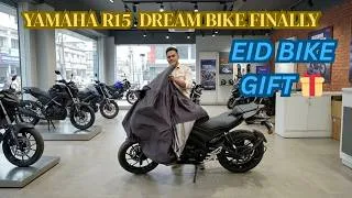 Thumbnail: I gave myself a gift on Eid 🎁🔥 New Yamaha R15 V3 | Dream Bike Finally! Full Surprise Reveal