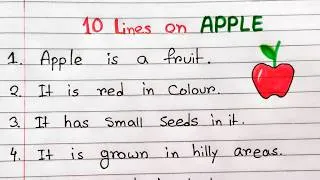 Thumbnail: 10 lines essay on Apple fruit easy | 10 lines on Apple in English idea | How to write essay on Apple