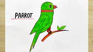 Thumbnail: Bird drawing for school student idea | Parrot bird drawing easy | How to draw bird simple easy