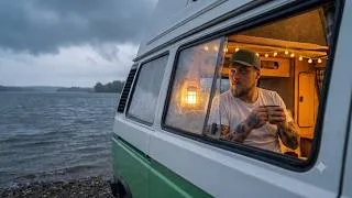 Thumbnail: Waiting for the Rain: Cozy Solo Vanlife by a Windy Lake | Sounds of Camping | ASMR