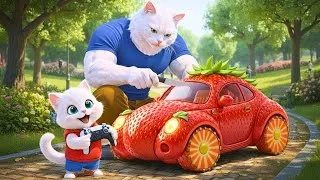 Thumbnail: A Cat Father Built a Strawberry Car for His Son… Until Everything Was Destroyed