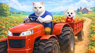 Thumbnail: GIANT MONSTER TRACTOR ATTACKS! 😱 Daddy Cat Will Always Protect His Baby 🥺