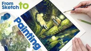 Thumbnail: Rethinking Composition｜Gouache Painting Process From Sketch to Finished Piece｜Behind the Painting🌿