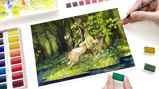 Thumbnail: Relaxing Watercolor Painting｜A Fairytale Illustration Inspired by Ophelia｜Paint With Me｜Art Process🌿