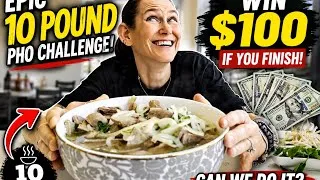 Thumbnail: CAN WE WIN $100 WITH THIS MASSIVE 10 POUND PHO CHALLENGE? MOM VS FOOD ~ MOLLY SCHUYLER EATS