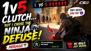 Thumbnail: 1v5 CLUTCH… BUT I CHOSE THE NINJA DEFUSE 😱💀 | CS2 Mirage