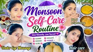 Thumbnail: 🌨️My Monsoon Glow-Up Routine🌸||Stay Fresh, Clean & Glowing☔||Skin, Hair & Body Care💖||step By step✨