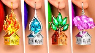 Thumbnail: Four elements build a Tiny House! Earth Girl, Fire Girl, Air Girl and Water Girl in real life!