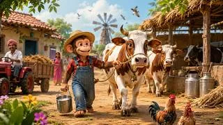 Thumbnail: 🐵🌾Monkey Farmer Transports Cows and Milking Process | Amazing Farm Work | Village Farming Adventure