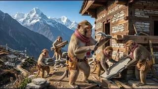 Thumbnail: Ancient Himalayan Secret | Indian Monkeys Building a Traditional Kath Kuni Stone & Wood House (4K)