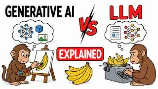 Thumbnail: Generative AI vs LLM - Explained With Monkeys and Bananas