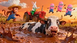 Thumbnail: Dairy cow trapped in mud; Monkeys and their teammates devise a rescue plan using a magical rope.🐮