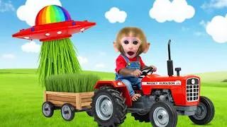 Thumbnail: Monkey Nana is driving a tractor, faces a problem, and finds a smart solution to save the field