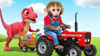 Thumbnail: Monkey Nana driving a tractor encounters a fire-breathing dinosaur and pulls off a clever rescue