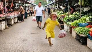 Thumbnail: Su pay monkey for dad go market buy meat to cook traditional Vietnamese "PHỞ" . So smart and cute 🙊