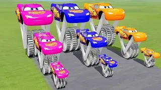 Thumbnail: Big & Small Colors One-Wheel Monster Truck Lightning McQueen VS Thomas Train | BeamNG.Drive