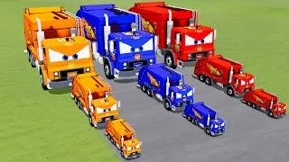 Thumbnail: Big & Small Colors Garbage Truck Lightning Mcqueen vs Train Thomas | BeamNG.Drive