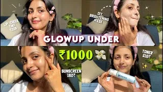 Thumbnail: GLOW UP Under ₹1000 🧖🏻‍♀️🌟|Affordable Skincare + Makeup Routine for Glowing Skin💕