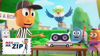 Thumbnail: Mr. ZIP Referees the Family Farley Games! 🏁🏆 | Mail with Mr. ZIP | Moonbug Kids - Healthy Habits