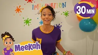 Thumbnail: 👩‍🏫Meekah's Fun Classroom Games!🧩🏐 | Meekah | Moonbug Kids - Fantasy Cartoons - Imagination Play