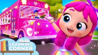Thumbnail: Wheels on the ✨Party✨ Bus | 📖Little Angel📖Moonbug Kids📖Learning Corner