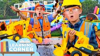 Thumbnail: Big Excavator Digging Race! 🚧 | 📖Blippi📖 Moonbug Kids📖 Learning Corner