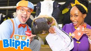 Thumbnail: Missing Yogurt at the Farm!😋 🥛 Blippi & Meekah's Picnic Adventure 🐄🐮 Danimals