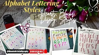 Thumbnail: 4 Easy Alphabet Lettering Styles | Heart, Block, Disney, Striped |  Ideas for Journals & Notes #art