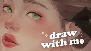 Thumbnail: Drawing ASMR 🎀 girl with red cheeks [ iPad drawing / Procreate ]
