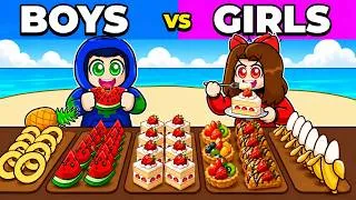 Thumbnail: BOYS VS GIRLS IN ROBLOX MUKBANG CHALLENGE !!