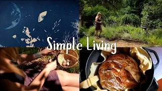 Thumbnail: Day in the Life of Simple Living (morning coffee, preparing the garlic, baking bread, cyanotype art)