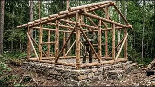 Thumbnail: That Raised Stone Base Turns Logs and Stone Into a Forest Shelter  Complete Build