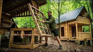 Thumbnail: Primitive Machine Built Beside a Bushcraft Cabin Deep in the Forest