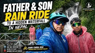 Thumbnail: 🌧️ Father & Son Rain Ride to a Hidden Waterfall in Nepal 🚴💙 | Mountain Biking Adventure