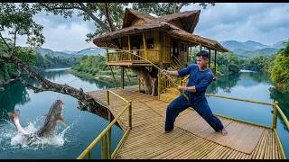 Thumbnail: How to build a bamboo house by the river and catch fish. Solo bushcraft survival, overnight