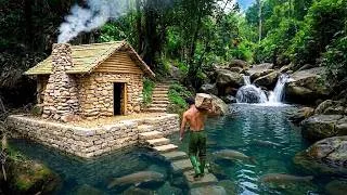 Thumbnail: 15 Days Building a Primitive Stone Cabin Alone in the Deep Jungle