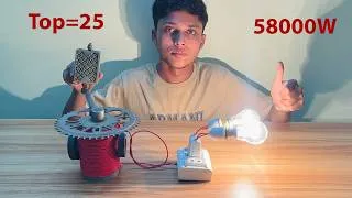 Thumbnail: Top 25 Free electricity energy 58000W 250v magnetic generator with light bulb at home 2026.