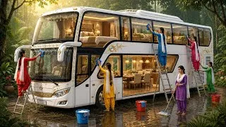 Thumbnail: 5 Girls Were Kicked Out of Their Home, Then They Found an Abandoned Double-Decker Bus in the Jungle🚌