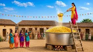 Thumbnail: 5 Girls Cook Giant Maggi for the Whole Village 🍜😱 | Giant Maggi Festival