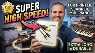 Thumbnail: High-Speed Long USB Cable for Printers, Scanners & MIDI Piano | Fast & Reliable Connection