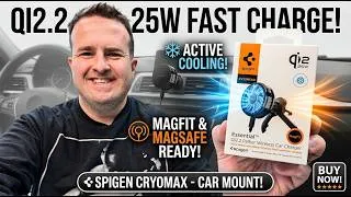 Thumbnail: Spigen CryoMax MagFit Qi2.2 25W MagSafe Wireless Car Mount Charger – Phone Holder with Cooling Fan