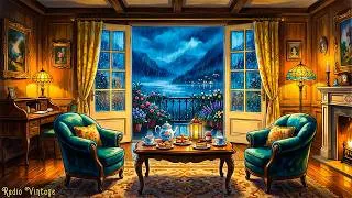 Thumbnail: vintage jazz oldies playing in another room on a peaceful 1930s night | cozy rainy night