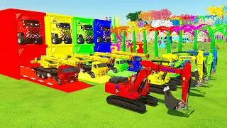 Thumbnail: Colorful trucks - ALL COLORFUL KOMATSU EXCAVATOR, KAMAZ CRANE TRUCK TRANSPORTING WITH TRAILER TRUCK