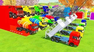 Thumbnail: Colorful trucks - ALL COLORFUL MAN TIPPER TRUCK,MERCEDES CONCRETE MIXER TRUCK TRANSPORTING TO GARAGE