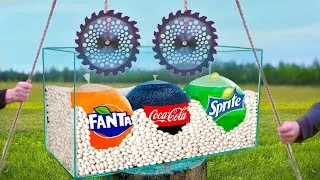Thumbnail: Experiment: Giant Balloons of Coca Cola & Fanta & Sprite VS Mentos VS Saws