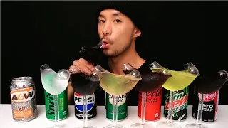 Thumbnail: [ASMR] DRINKING POPULAR SODAS (ZERO SUGAR EDITION) | COCA-COLA| PEPSI| MTN. DEW| DR.PEPPER| SPRITE