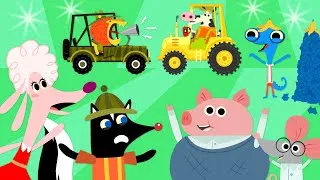Thumbnail: Garbage Truck, Tractor, Catering Truck & More Vehicles at Mr. Monkey's Garage | Cartoon Collection