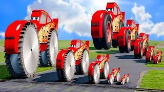 Thumbnail: Big & Small Lightning Mcqueen with Saw Wheels vs Big & Small Lightning Mcqueen | BeamNG.Drive